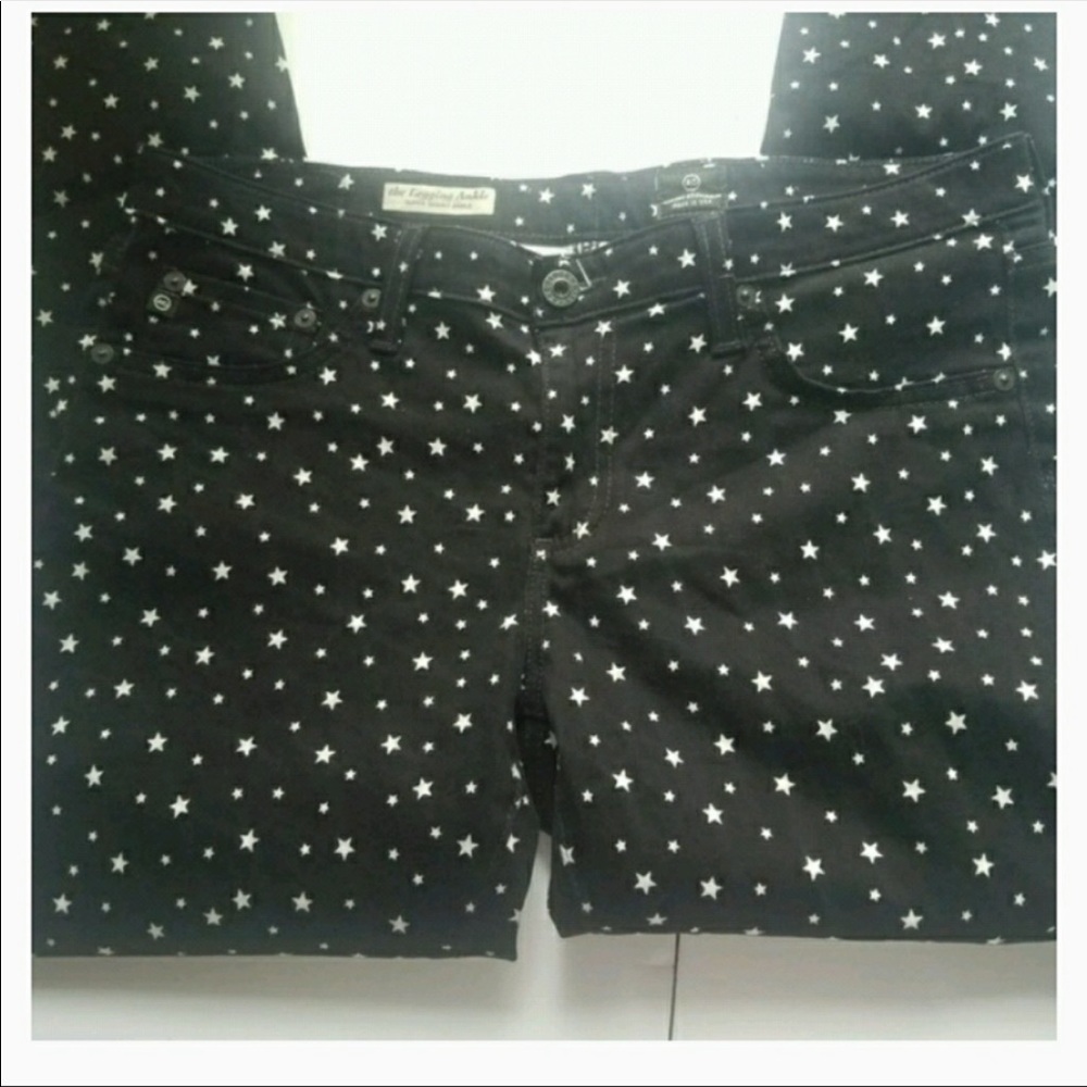 AG Black velvet legging jeans with white stars